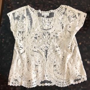 Sabine ivory lace short sleeve top